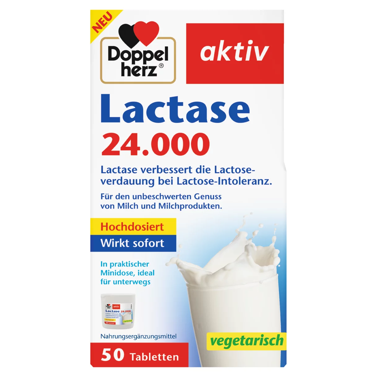 Abbildung der Produktverpackung Doppelherz aktiv Lactase 24.000 Frontansicht